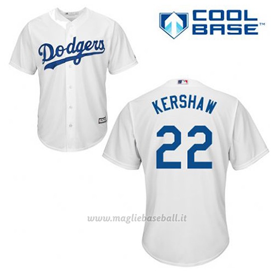 Maglia Baseball Uomo Los Angeles Dodgers Clayton Kershaw 22 Bianco 1ªCool Base